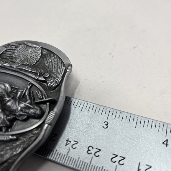 Bergamont Vintage 1984 Brass Works 150 Belt Buckle 3D Native American On Horse - Picture 10 of 11